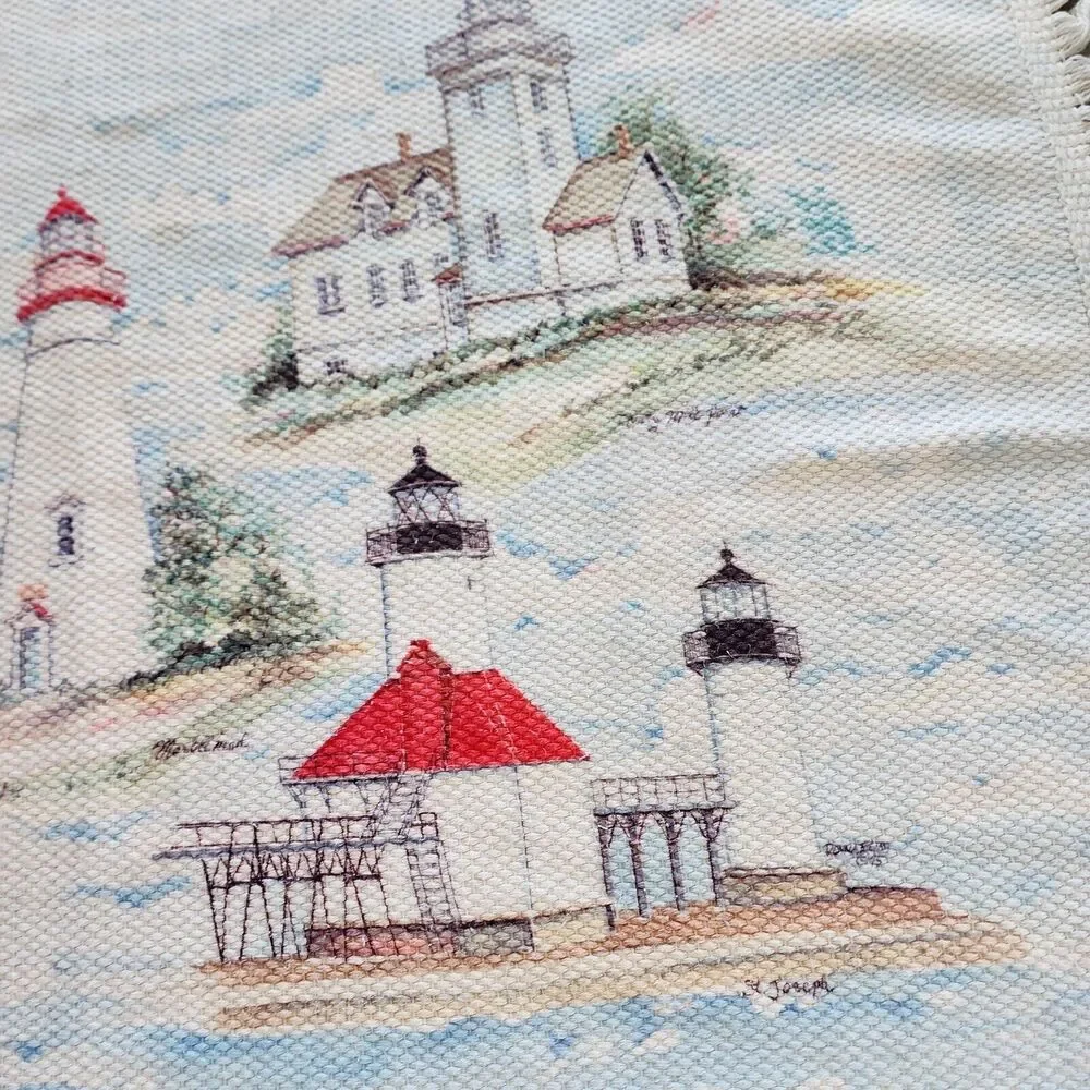 Historical Lighthouses Summer Doormat Throw Rug Fringe Indoor Outdoor 22